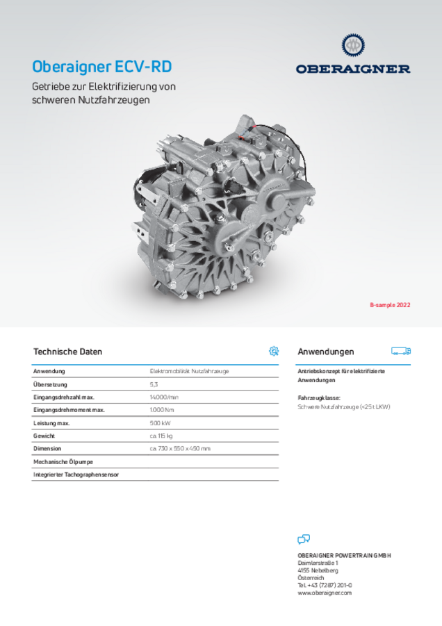 Oberaigner ECV-RD Datenblatt